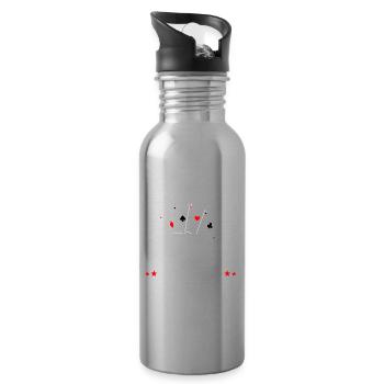 Doppelkopf Kartenspiel Schnapsen Geschenk - Trinkflasche mit integriertem Trinkhalm - Lightsilver - Rechts
