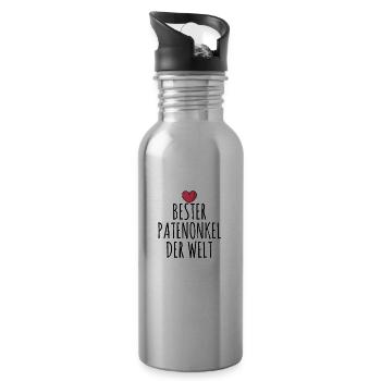 Bester Patenonkel der Welt - Trinkflasche mit integriertem Trinkhalm - Lightsilver - Rechts