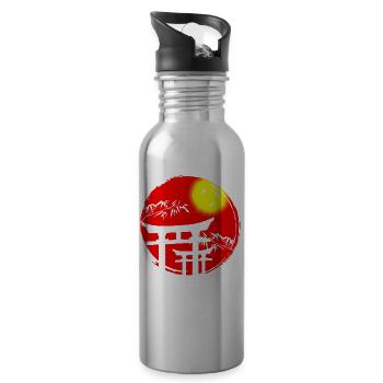 Japanese sun temple Japan - Water bottle with straw - silver - Right
