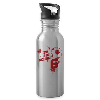 Fußball Geschenk zum 6. Geburtstag Jungen - Trinkflasche mit integriertem Trinkhalm - Lightsilver - Rechts