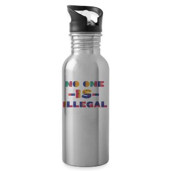 Personne n’est illégal, réfugié, slogan - Gourde avec paille intégrée - argent clair - Droite