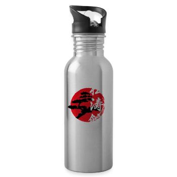 Karate Shotokan Baum Logo - Trinkflasche mit integriertem Trinkhalm - Lightsilver - Rechts