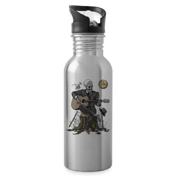 Skeleton Gitarrist - Trinkflasche mit integriertem Trinkhalm - Lightsilver - Rechts