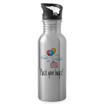 Pack deine Koffer und ab in den Urlaub - Water bottle with straw - silver - Right
