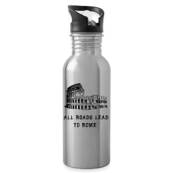 All roads lead to rome - Water bottle with straw - silver - Right