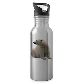 polar bear - Water bottle with straw - silver - Right