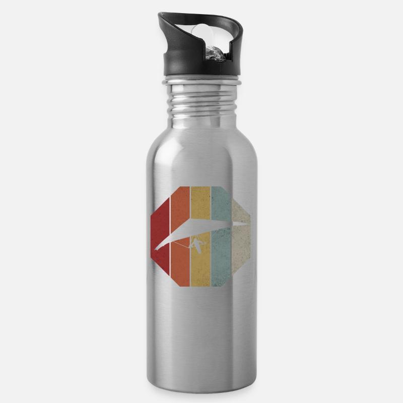 Drachenflieger Hängegleiter Drachenfliegen - Trinkflasche mit integriertem Trinkhalm - Lightsilver