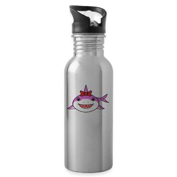 Hai biss Hunger Wasser Frauen - Trinkflasche mit integriertem Trinkhalm - Lightsilver - Rechts