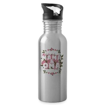 Ich Habe Zwei Titel Mama Und Oma - Trinkflasche mit integriertem Trinkhalm - Lightsilver - Rechts