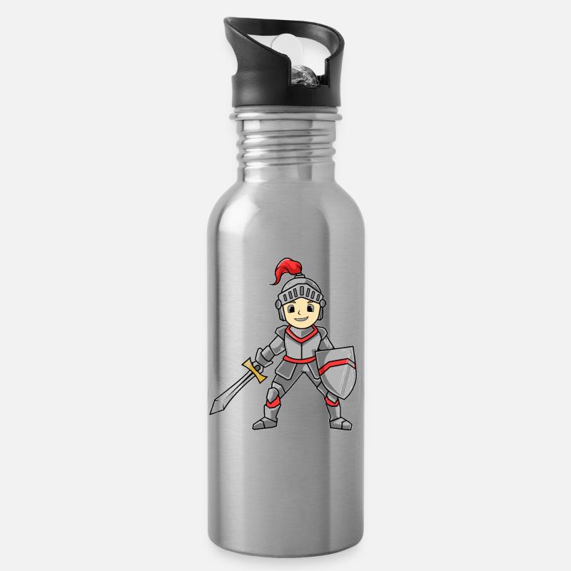 Knight - Water bottle with straw - silver
