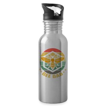 Bee Dad Imker Imkerei Honig Bienen - Trinkflasche mit integriertem Trinkhalm - Lightsilver - Rechts