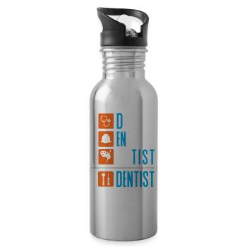 Dentiste dentiste dent dents dents cadeau dentaire - Gourde avec paille intégrée - argent clair - Droite