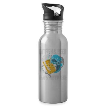 Fisherman Fishing Catfish Bierliebhaber Flathead Geschenk - Trinkflasche mit integriertem Trinkhalm - Lightsilver - Rechts