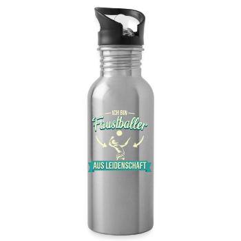 Faustball Fistball Sport Faustballer Spruch - Trinkflasche mit integriertem Trinkhalm - Lightsilver - Rechts