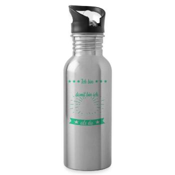 Heizungsbauer Heizungsbau Bauarbeiter Beruf Spruch - Trinkflasche mit integriertem Trinkhalm - Lightsilver - Rechts