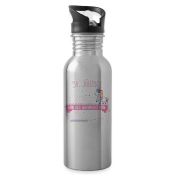 Geburtstag 30 Geburtstag Einhorn Spruch Party - Trinkflasche mit integriertem Trinkhalm - Lightsilver - Rechts