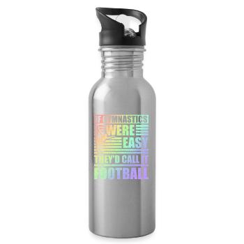 Geschenkidee für Turner Wenn Gymnastik einfach wäre - Trinkflasche mit integriertem Trinkhalm - Lightsilver - Rechts