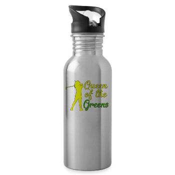 Golfer Geschenk Königin der Grünen Golf Queen - Trinkflasche mit integriertem Trinkhalm - Lightsilver - Rechts