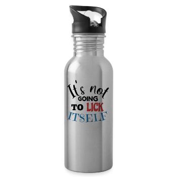 It's not going to lick itself - Water bottle with straw - silver - Right