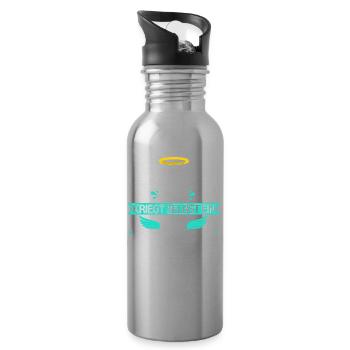 Pfalz Rheinlandpfalz Pfälzer Heimat Spruch Engel - Trinkflasche mit integriertem Trinkhalm - Lightsilver - Rechts
