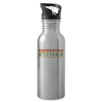 Saxophon Spieler Geschenk Spaß Evolution eines - Trinkflasche mit integriertem Trinkhalm - Lightsilver - Rechts