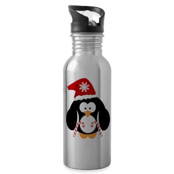 Penguin Christmas - Water bottle with straw - silver - Right