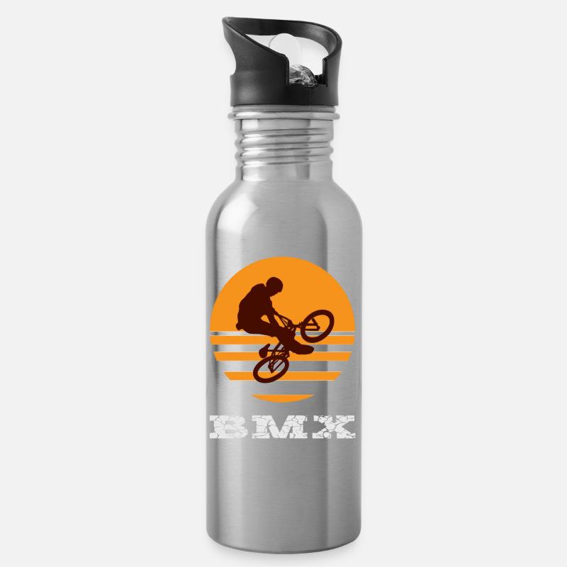 BMX - Gourde avec paille intégrée - argent clair