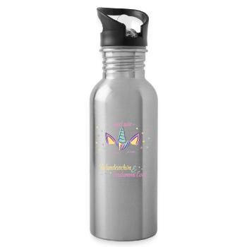 Tagesmutter Tagesmütter Beruf Einhorn Spruch - Trinkflasche mit integriertem Trinkhalm - Lightsilver - Rechts