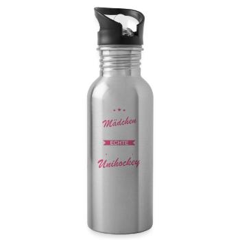 Unihockey Floorball Hockey Sport Spruch - Trinkflasche mit integriertem Trinkhalm - Lightsilver - Rechts