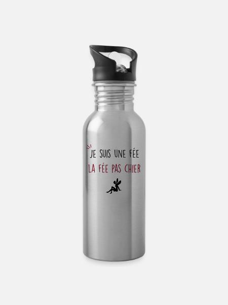 je suis une fée la fée pas chier - Gourde avec paille intégrée - argent clair