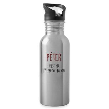 péter c'est ma 1ère préoccupation - Gourde avec paille intégrée - argent clair - Droite