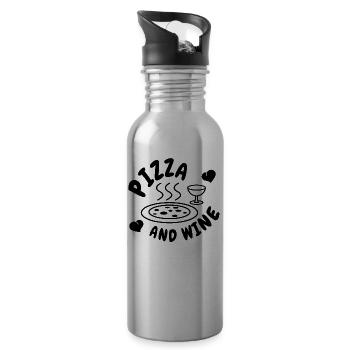 PIZZA AND WINE - Gourde avec paille intégrée - argent clair - Droite