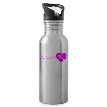 Runner Gift fun Women's Running Heartbeat Gifts - Water bottle with straw - silver - Right