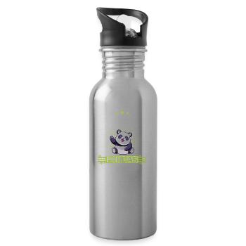 Hörakustiker Akustiker Panda Beruf Spruch - Trinkflasche mit integriertem Trinkhalm - Lightsilver - Rechts