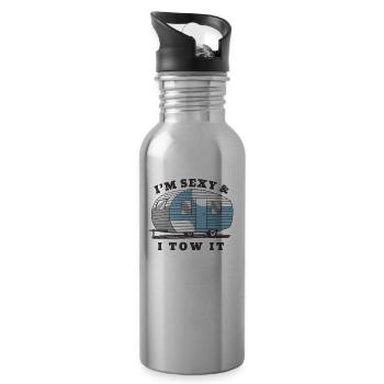 I'm Sexy And I Tow It / Funny RV Camper Quote - Water bottle with straw - silver - Right