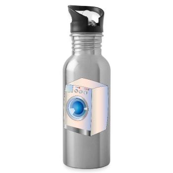 Waschmaschine im Comic Stil für frische Ideen - Trinkflasche mit integriertem Trinkhalm - Lightsilver - Rechts