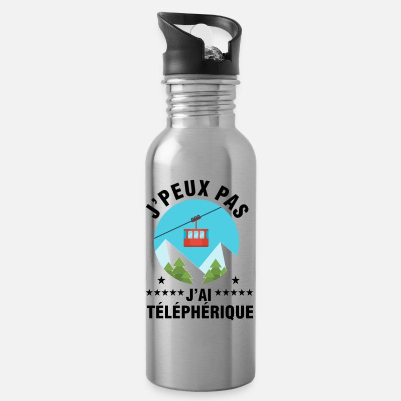 j'peux pas j'ai téléphérique - Gourde avec paille intégrée - argent clair