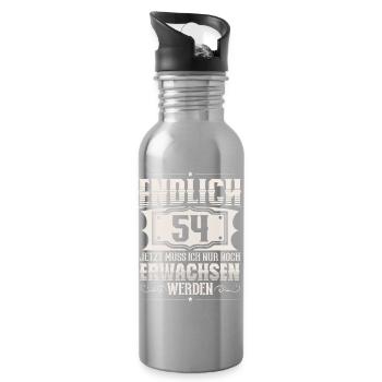 54. Geburtstag 54 Jahre Lustiger Spruch - Trinkflasche mit integriertem Trinkhalm - Lightsilver - Rechts