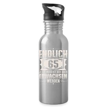 65. Geburtstag 65 Jahre Lustiger Spruch - Trinkflasche mit integriertem Trinkhalm - Lightsilver - Rechts