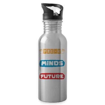 Preschool Kids Back to School Little Minds Bright - Water bottle with straw - silver - Right