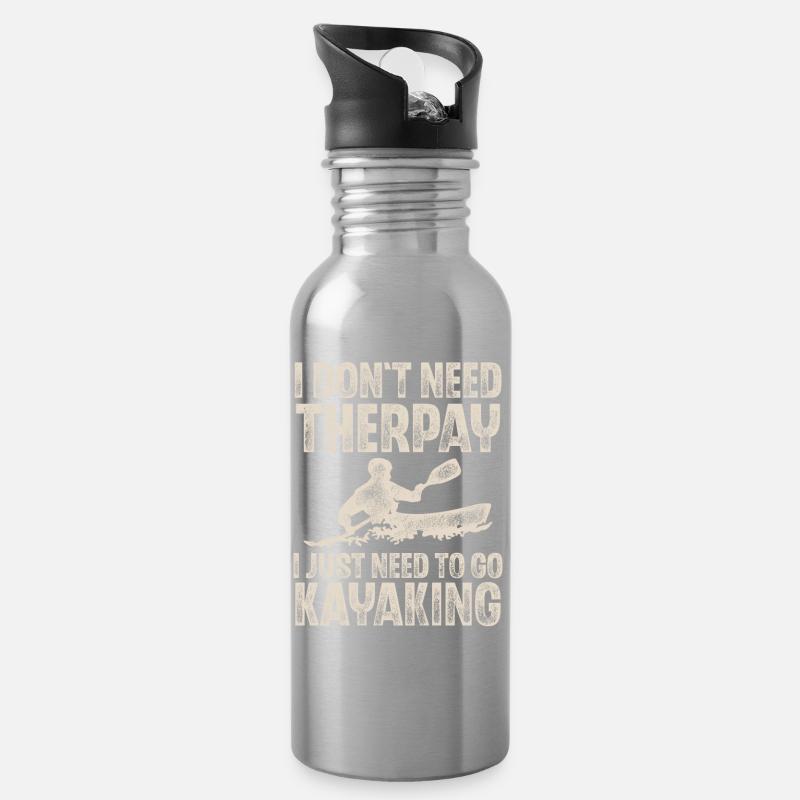 Kajak Kajakfahren paddeln Kajaker Kajakerin - Trinkflasche mit integriertem Trinkhalm - Lightsilver