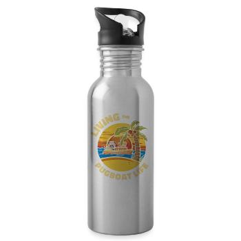 Remorqueur Pug Boat Life Sailing Pug Owner Boat - Gourde avec paille intégrée - argent clair - Droite