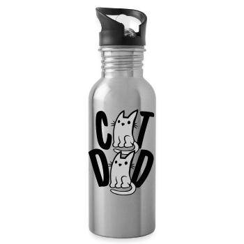 Logo de texte Cat Dad - Gourde avec paille intégrée - argent clair - Droite