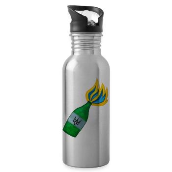 Cocktail Molotov. Combat ukrainien. Symbole UA. - Gourde avec paille intégrée - argent clair - Droite