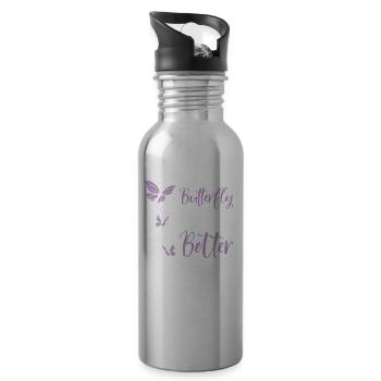 Himmlischer Schmetterling Mystische - Trinkflasche mit integriertem Trinkhalm - Lightsilver - Rechts