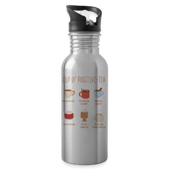 Positivity Cup Drinks Motivational Inspirational - Water bottle with straw - silver - Right