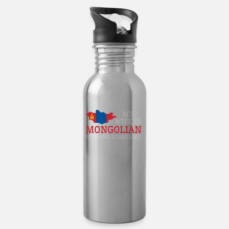 Nichts macht mir Angst Mongolische Frau Mongolei - Trinkflasche mit integriertem Trinkhalm - Lightsilver