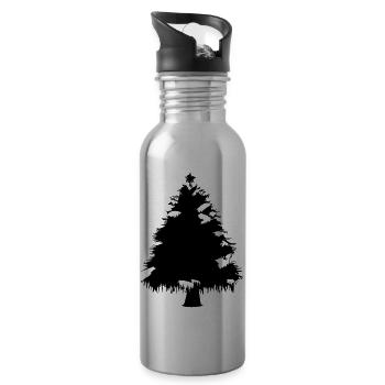 Christmas Tree Christmas Tree Winter Vector 1 - Water bottle with straw - silver - Right