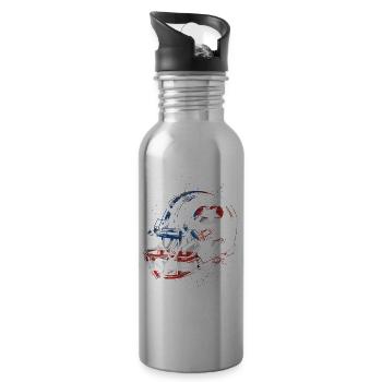 Casque de football américain Grunge Splash USA Flag - Gourde avec paille intégrée - argent clair - Droite