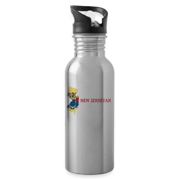 Nothing Scares Me New Jerseyan Husband New Jersey - Water bottle with straw - silver - Right